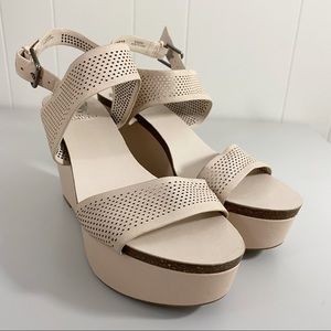 Vince Camuto Perforated Leather Wedge Sand…